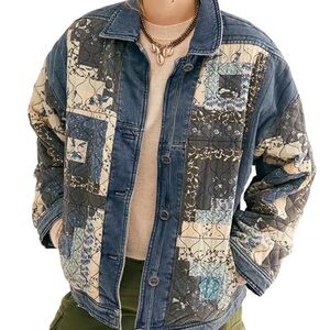 Free People Pieces together denim quilted jacket